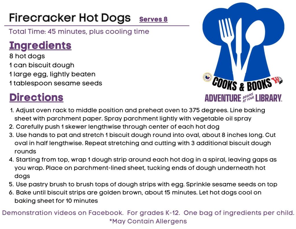 Firecracker hot dogs; ingredients and directions