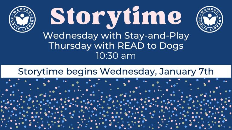 Storytime: Wednesdays and Thursdays at 10:30 am, begins again Wednesday, January 7th