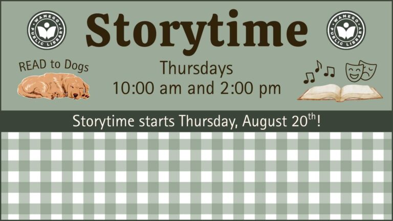 Storytime: Thursdays at 10 am and 2 pm, begins Thursday, August 20th