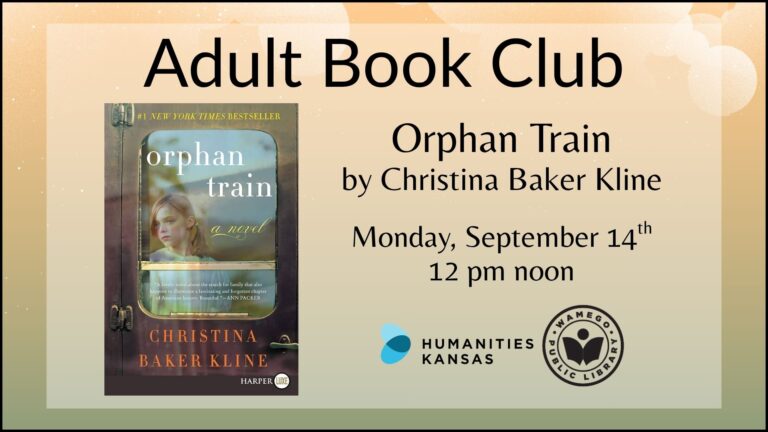Adult Book Club: Orphan Train by Christina Baker Kline, Monday, September 14th at 12 pm