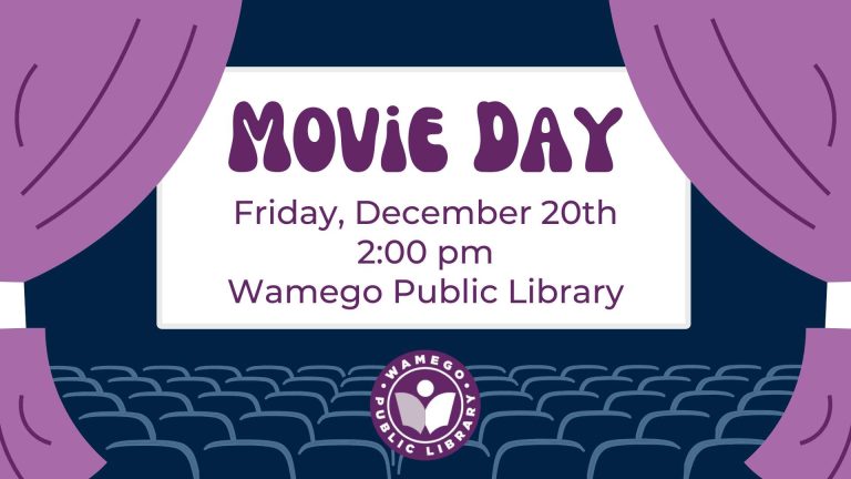 Movie Day, Friday, December 20th at 2 pm, at WPL