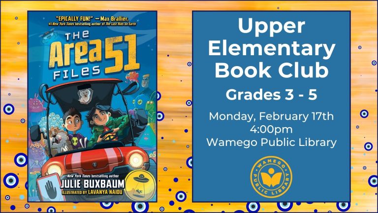 Upper Elementary Book Club: The Area 51 Files by Julie Buxbaum, meeting Monday, February 17th at 4 pm at WPL