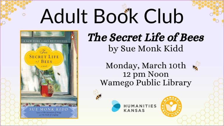 March Book Club: The Secret Life of Bees by Sue Monk Kidd, Monday, March 10th at noon, at WPL