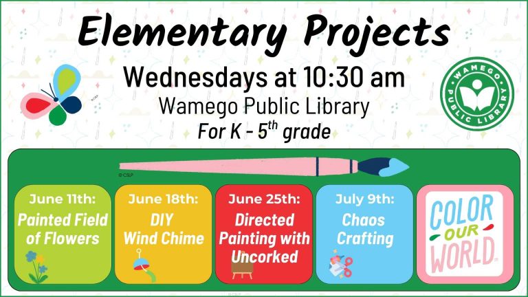 Elementary Block Sheet, Wednesday's programs at 10:30 am, at WPL, for k - 5th grade