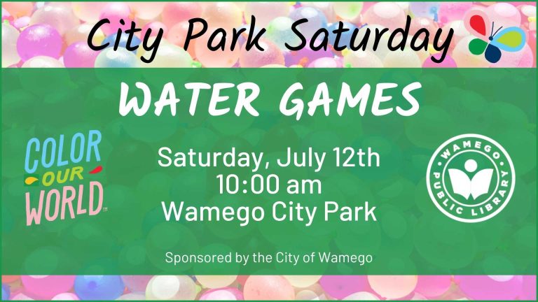 City Park Saturdays, Fun and games for the whole family, Saturday, June 12th, at 10 am, in Wamego City Park