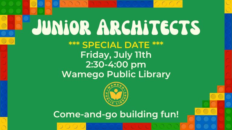 Junior Architects: Friday, July 11th at 2:30 pm, at WPL, Come-and-go building fun!