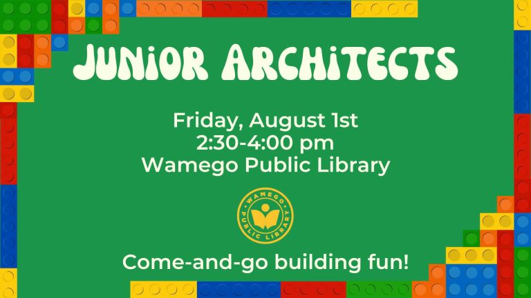 Junior Architects: Friday, August 1st at 2:30 pm, at WPL, Come-and-go building fun!