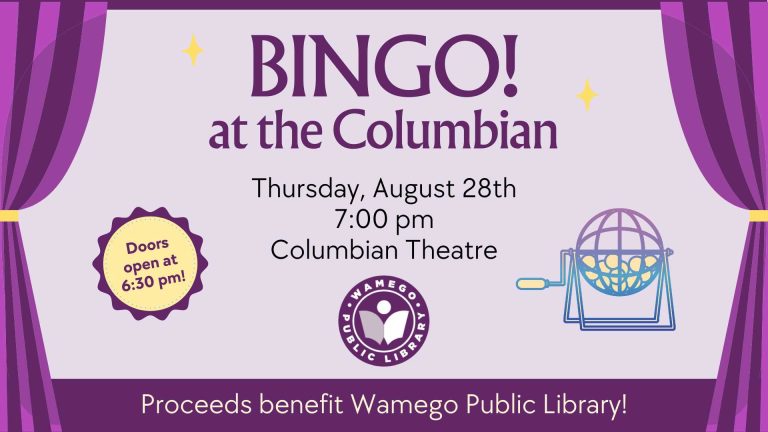 Bingo at the Columbian: Thursday, August 28th, doors open at 6:30 pm, at the Columbian Theatre