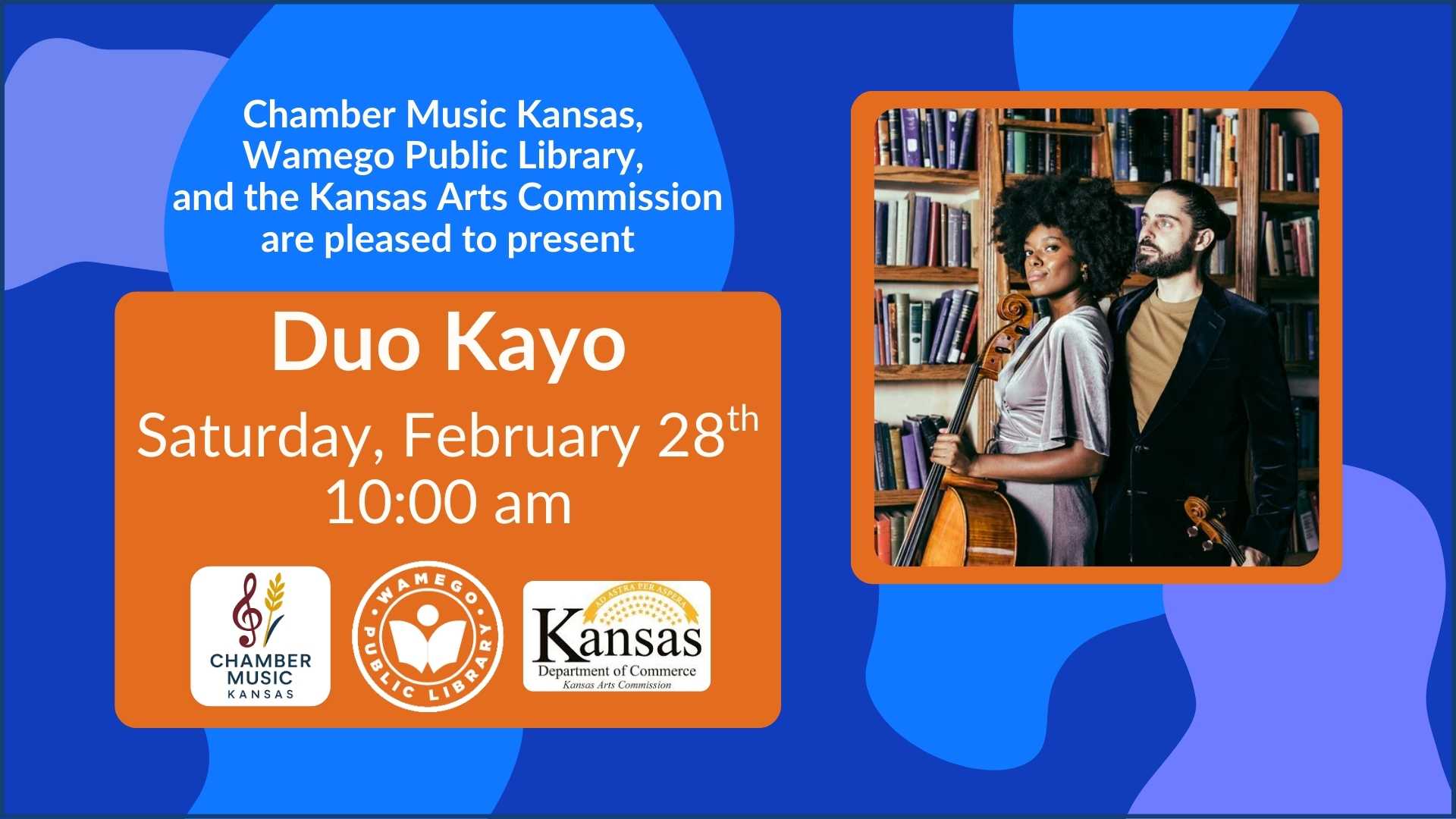Duo Kayo Performance on Saturday, February 28th at 10 am, at WPL