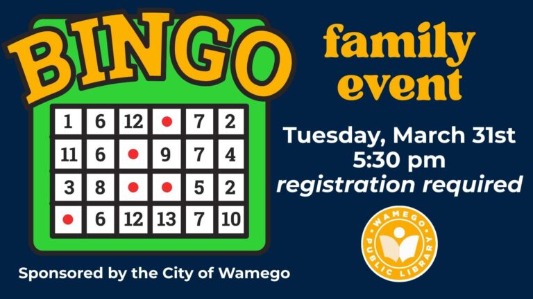 Family Event: Bingo - Tuesday, March 31st at 5:30 pm, click to register