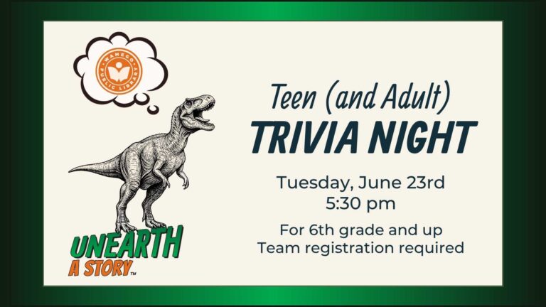 Teen and Adult Trivia Night: Tuesday, June 23rd at 5:30, team captain must register