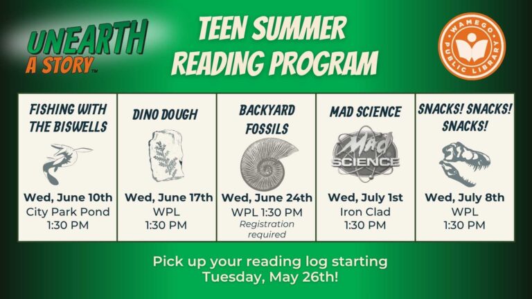 Teen Programs are Wednesdays at 1:30 pm