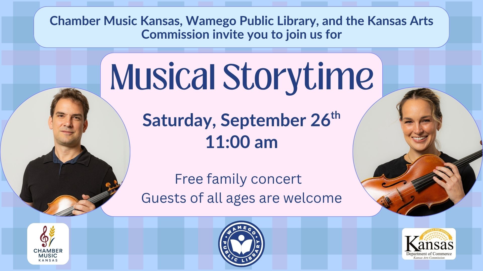 Musical Storytime: Saturday, September 26th at 11 am, free family concert for all ages